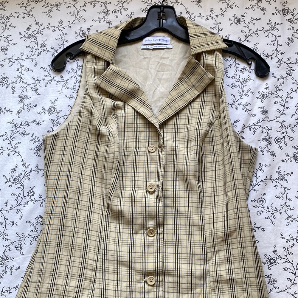 Plaid Button Down Sleeveless Plaid Dress